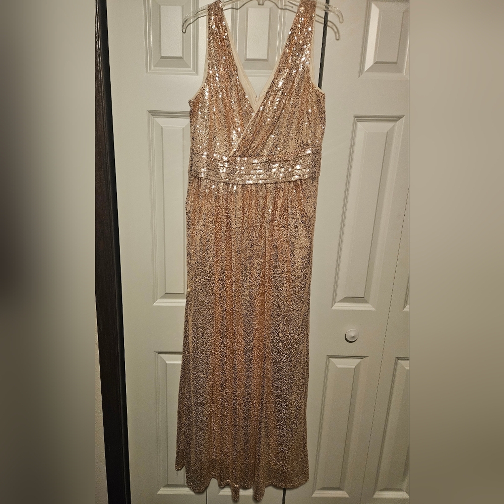 Sparkling Rose Gold Sequin Evening Gown